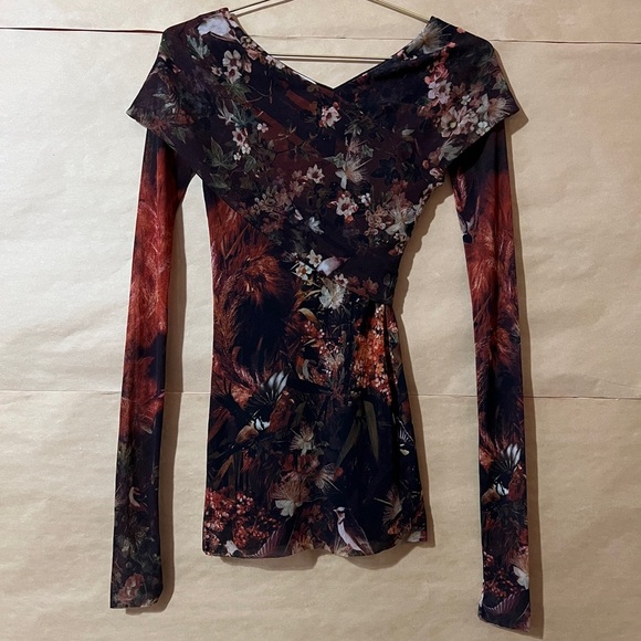 Fuzzi Tops - Fuzzi Jean Paul Gaultier Crossover Mesh Top Long Sleeve Y2K Indie Sleaze Size XS